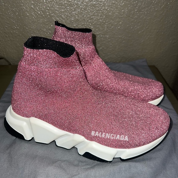 Balenciaga Women Pink Shiny Sneakers Size 38 - Picture 1 of 7